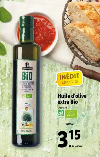 Lidl Huile d'olive extra bio offre