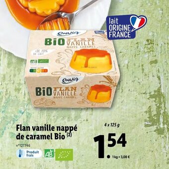 Lidl Flan vanille nappé de caramel bio offre