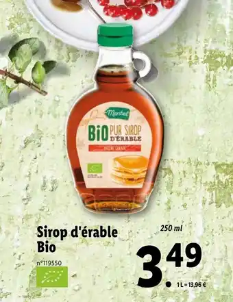 Lidl Sirop d'érable bio offre