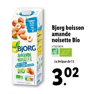 Lidl Bjorg boisson amande noisette bio offre