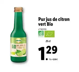 Lidl Pur jus de citron vert bio offre
