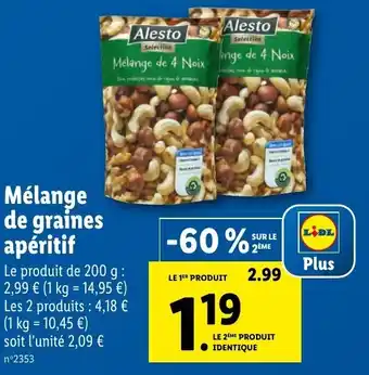 Lidl Mélange de graines apéritif offre