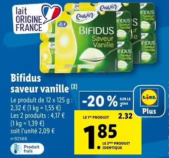 Lidl Bifidus saveur vanille offre