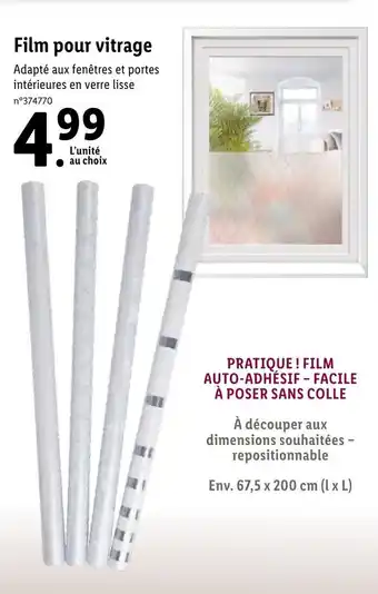 Lidl Film pour vitage offre
