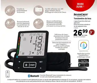 Lidl Tensiomètre de bras offre