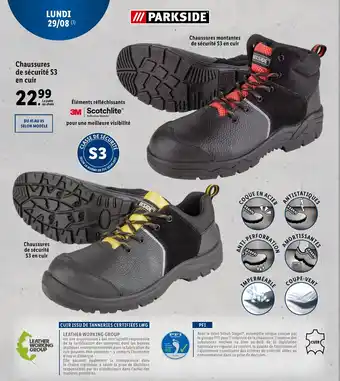 Lidl Chaussures de sécurité S3 en cuir offre