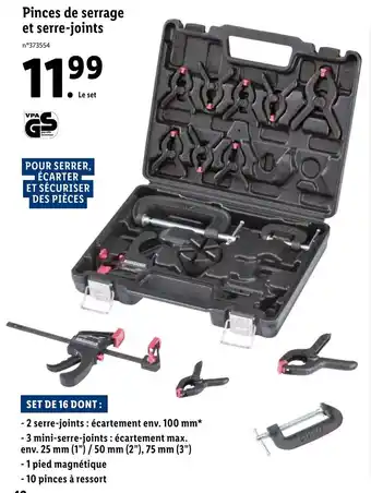 Lidl Pinces de serrage et serre-joints offre