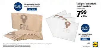 Lidl Sacs pour aspirateurs eau et poussière offre