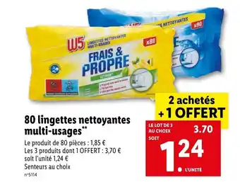 80 lingettes nettoyantes multi-usages