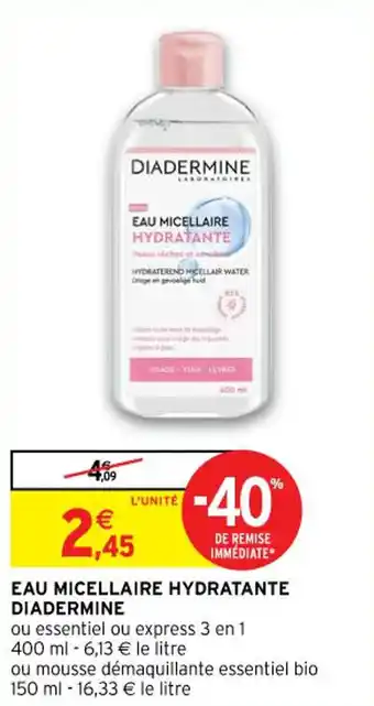 Intermarché DIADERMINE eau micellaire hydratante offre