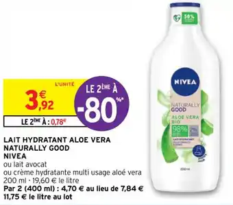 Intermarché NIVEA lait hydratant aloe vera naturally good offre