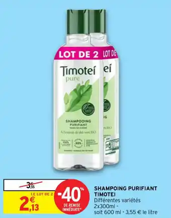 Intermarché TIMOTEI shampoing purifiant offre