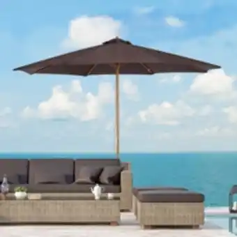 E.Leclerc Brico Outsunny parasol rond grande taille diamètre 3 m bois polyester haute densité chocolat offre