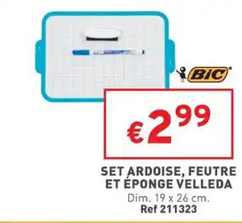 Trafic Set ardoise, feutre et eponge velleda bic offre