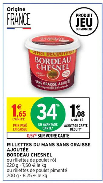 Intermarché Bordeau Chesnel Rillettes Du Mans Sans Graisse Ajoutée offre