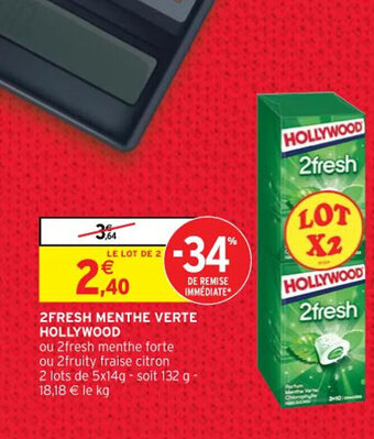 Intermarché Hollywood 2fresh Menthe Verte offre