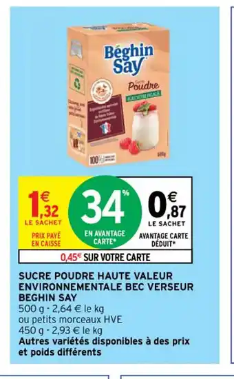 Sucre Poudre haute Valeur Environnementale Bec Verseur Beghin Say