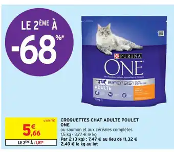 Intermarché One Croquettes Chat Adulte Poulet offre