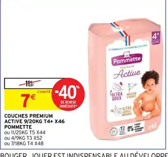 Intermarché Couches Premium Active 9/20kg T4+ x46 Pommette offre