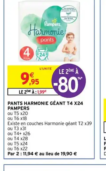 Intermarché Pampers Pants Harmonie Géant T4 x24 offre