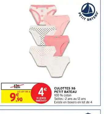 Intermarché Culottes x6 Petit Bateau offre