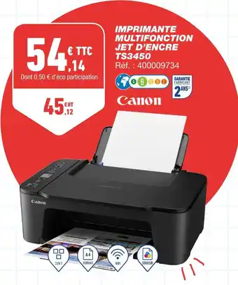 Bureau Vallée Canon imprimante multifonction jet d’encre ts3450 offre