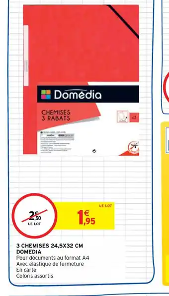 Intermarché 3 Chemises 24,5x32cm Domedia offre