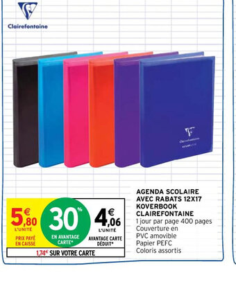 Intermarché Agenda Scolaire Avec Rabats 12x17 Koverbook Clairefontaine offre