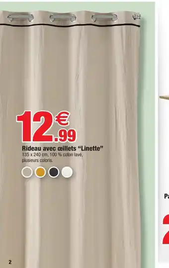 Bazarland Rideau Avec œillets Linette offre