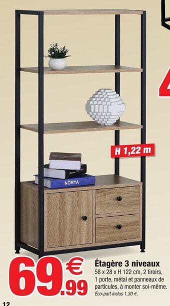 Bazarland Étagère 3 Niveaux offre
