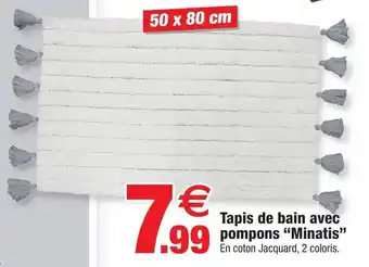 Bazarland Tapis De Bain Avec Pompons "Minatis" offre