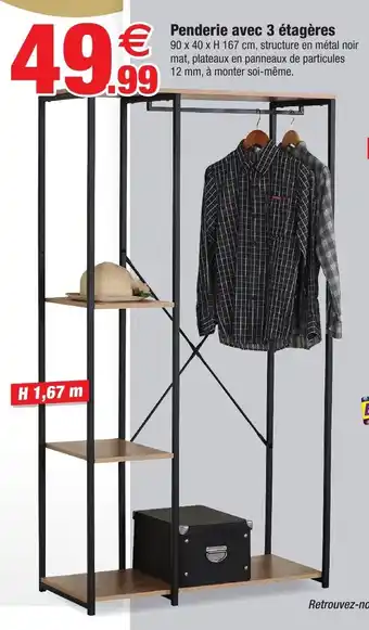 Bazarland Penderie Avec 3 Étagères offre