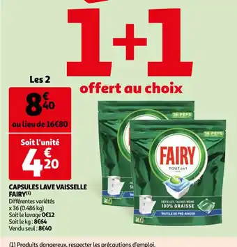 Auchan Supermarché Fairy Capsules Lave Vaisselle offre