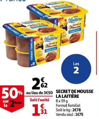 Auchan Supermarché La Laitiere Secret De Mousse offre