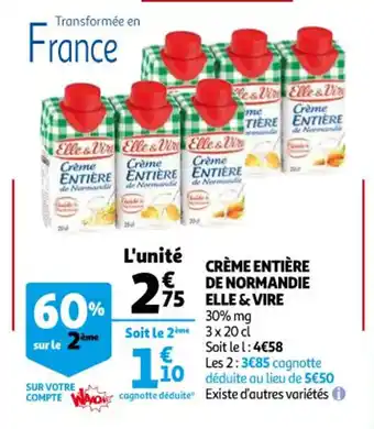Auchan Supermarché Creme entiere de normandie elle & vire offre
