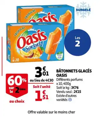 Auchan Supermarché Batonnets Glaces Oasis offre