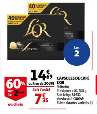 Auchan Supermarché Capsules De Cafe L'or offre