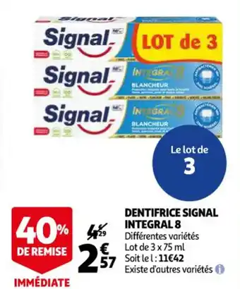 Auchan Supermarché Dentifrice Signal Integral 8 offre