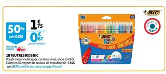 Auchan Supermarché 18 Feutres Kids Bic offre