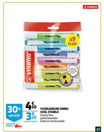 9 Surligneurs Swing Cool Stabilo