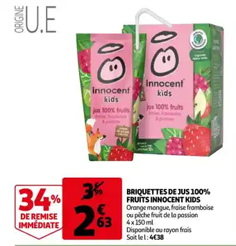 Auchan Supermarché Briquettes De Jus 100% Fruits Innocent Kids offre