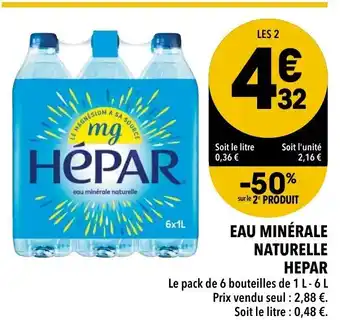 Supeco Eau minérale naturelle hepar offre