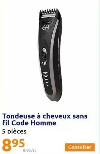Action Tondeuse à cheveux sans fil code homme offre