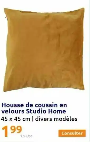 Action Housse de coussin en velours studio home offre