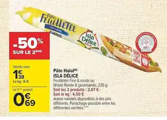Carrefour Pâte halal isla délice offre