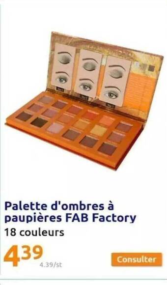 Action Palette d'ombres à paupières fab factory offre