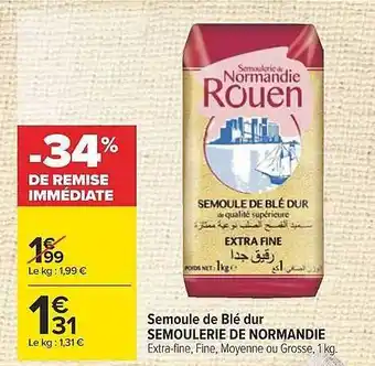 Carrefour Semoule de blé dur semoulerie de normandie offre