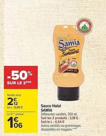 Carrefour Sauce halal samia offre