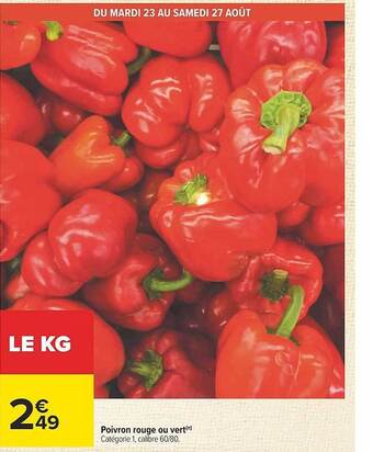 Carrefour Poivron rouge ou vert offre