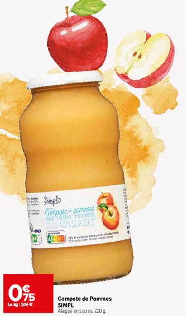 Promo Compote de pommes simpl chez Carrefour Market